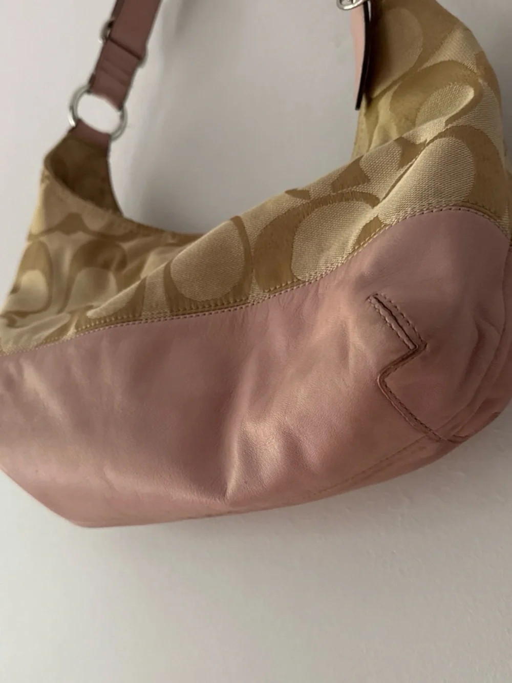 Vintage Y2K 2000s Coach Tan & Pink Soho Shoulder Bag
